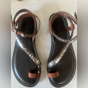 Stylish Brown and Silver Sandals